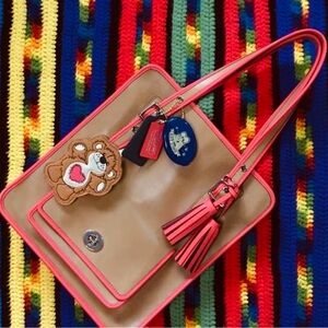 Coach Archival Two Tone Leather Magazine Tote F22410 Light Sand/Watermelon - NWT